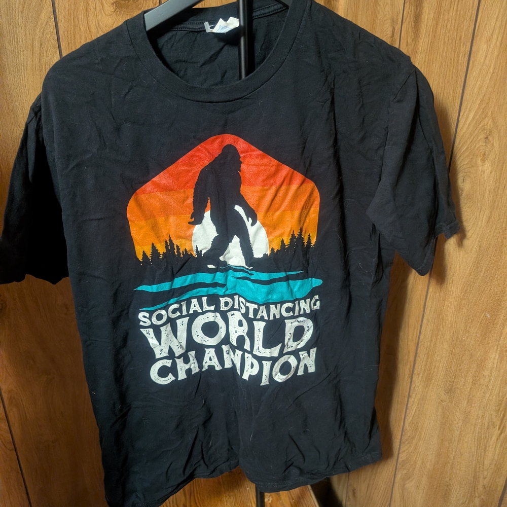 Black Graphic Tee - Social Distancing World Champion